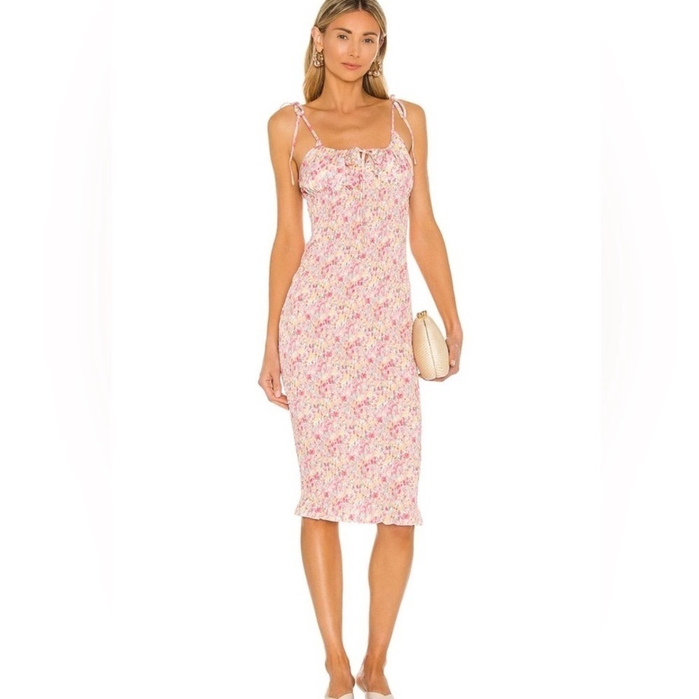 SNDYS Newport Smocked Midi Dress in Sunset Floral Sz 10